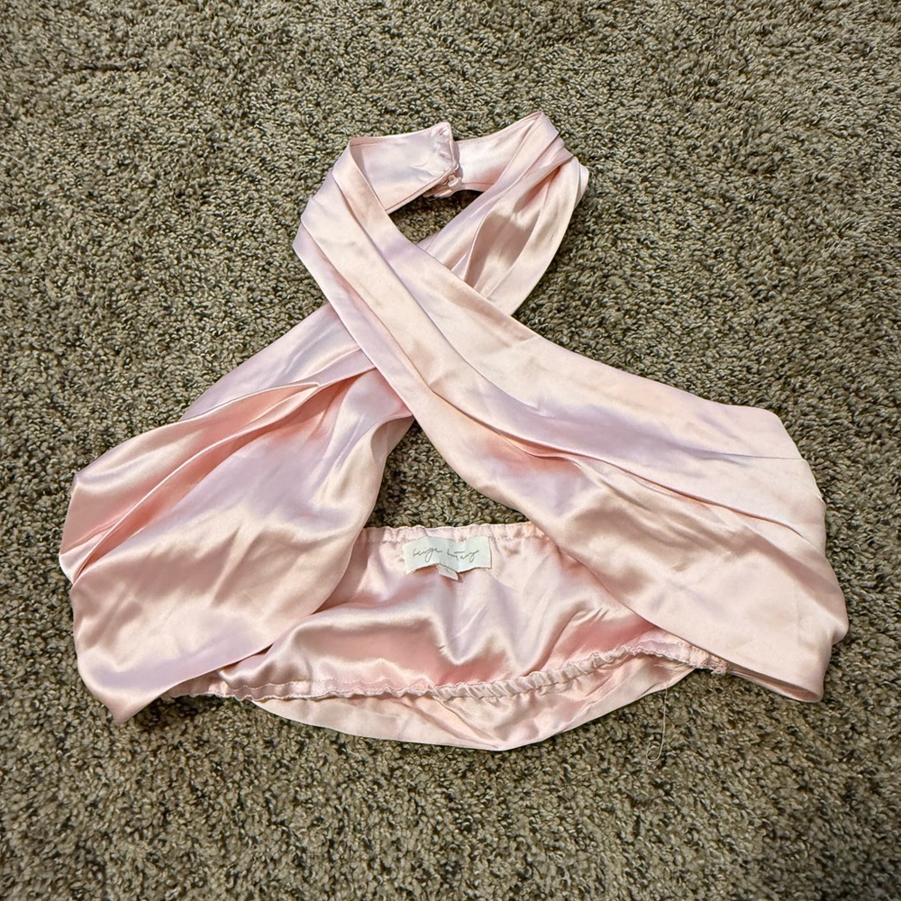 Pink front cross crop top, size large